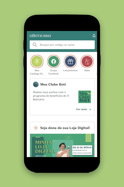 Imagem de celular com o App do Revendedor